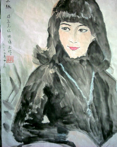 临摹画家林庸人物画《黑绒》